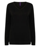 Black Henbury Ladies Lightweight Cotton Acrylic V Neck Sweater Printsetters Custom Workwear Bristol