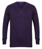 Purple Henbury Lightweight Cotton Acrylic V Neck Sweater Printsetters Custom Workwear Bristol