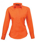 Orange Premier Ladies Long Sleeve Poplin Blouse Printsetters Custom Workwear Bristol