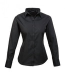 Black Premier Ladies Long Sleeve Poplin Blouse Printsetters Custom Workwear Bristol