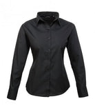 Black Premier Ladies Long Sleeve Poplin Blouse Printsetters Custom Workwear Bristol