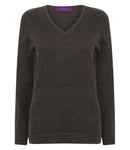 Charcoal Henbury Ladies Lightweight Cotton Acrylic V Neck Sweater Printsetters Custom Workwear Bristol