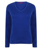 Blue Henbury Ladies Lightweight Cotton Acrylic V Neck Sweater Printsetters Custom Workwear Bristol