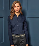 Navy Premier Ladies Long Sleeve Poplin Blouse Printsetters Custom Workwear Bristol